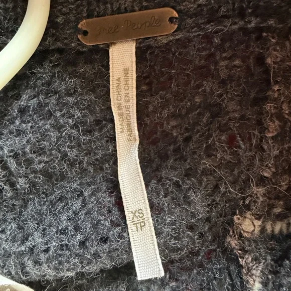 Free People Charcoal & Gray Knit Fringe Asymmetric Cardigan - Picture 5 of 5